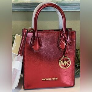Michael Kors Mercer XS Crimson Shopper Crossbody - New With Tags